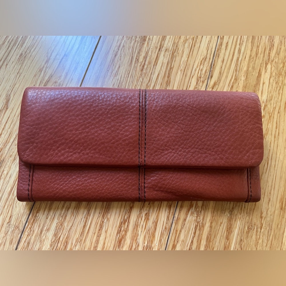 HOBO, brown pebbled leather wallet